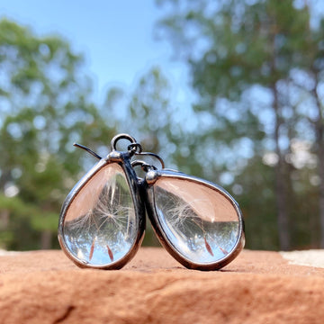 Handmade 4 Leaf Clover Heart Pendant | Bayou Glass Arts Shiny Silver Finish / 36 inch